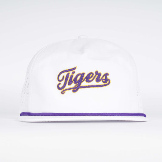 LSU Tigers Rope Hat- Super Soft Performance Unstructured - White