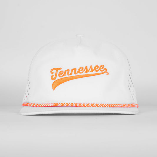 Tennessee Script Rope Hat- Super Soft Performance Unstructured - White
