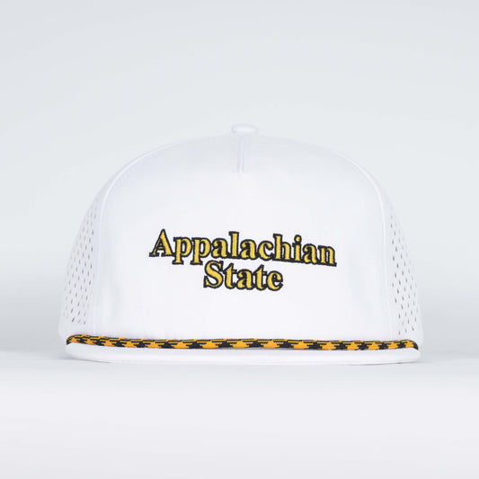 Appalachian State Rope Hat- Soft White Performance Unstructured