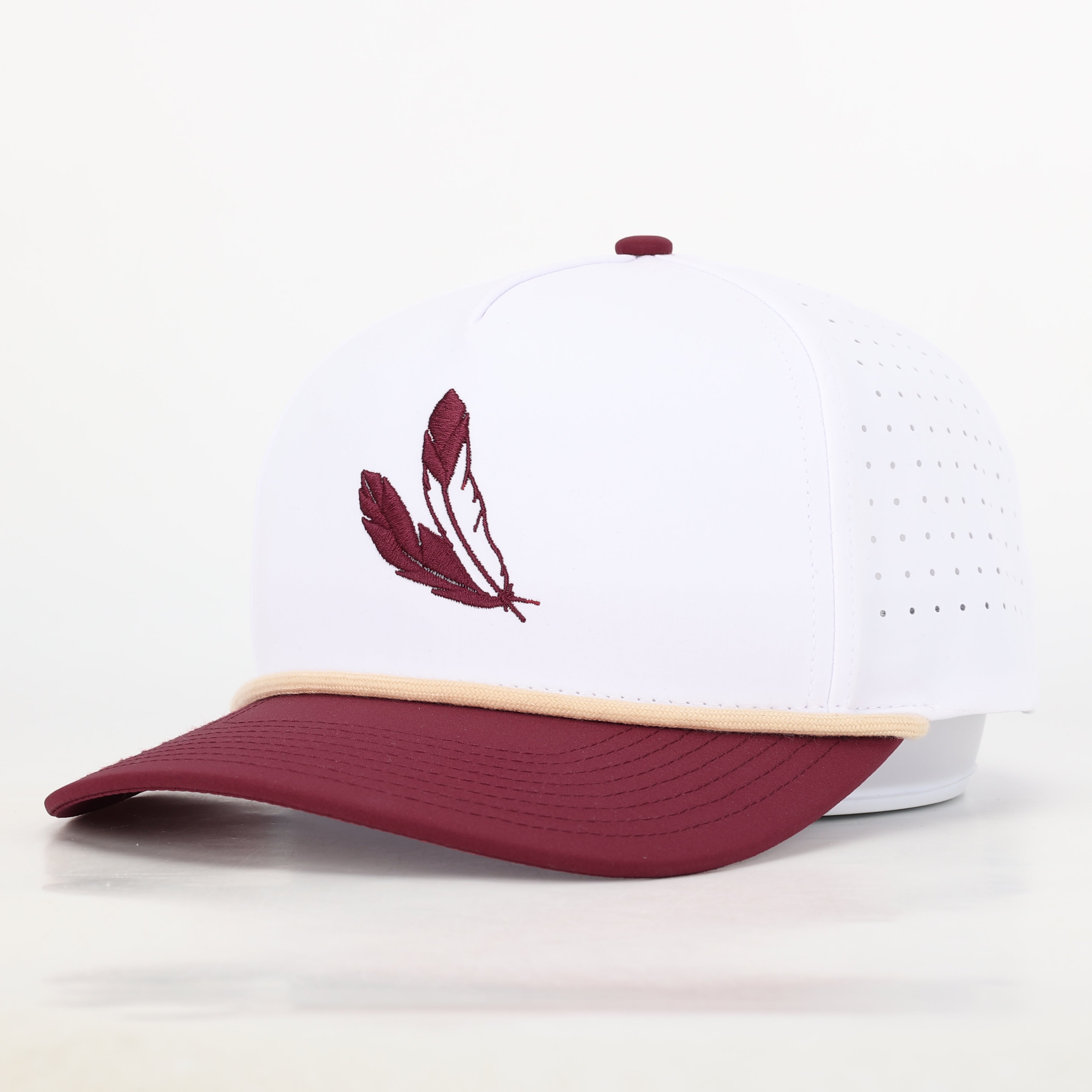 Indian Feather Performance Hat - White/Garnet – Hovi Dry Goods Indian Feather Performance Hat - White/Garnet – Hovi Dry Goods