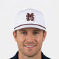 Guy wearing white MSU hat