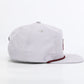 White cap with red interior on a white background