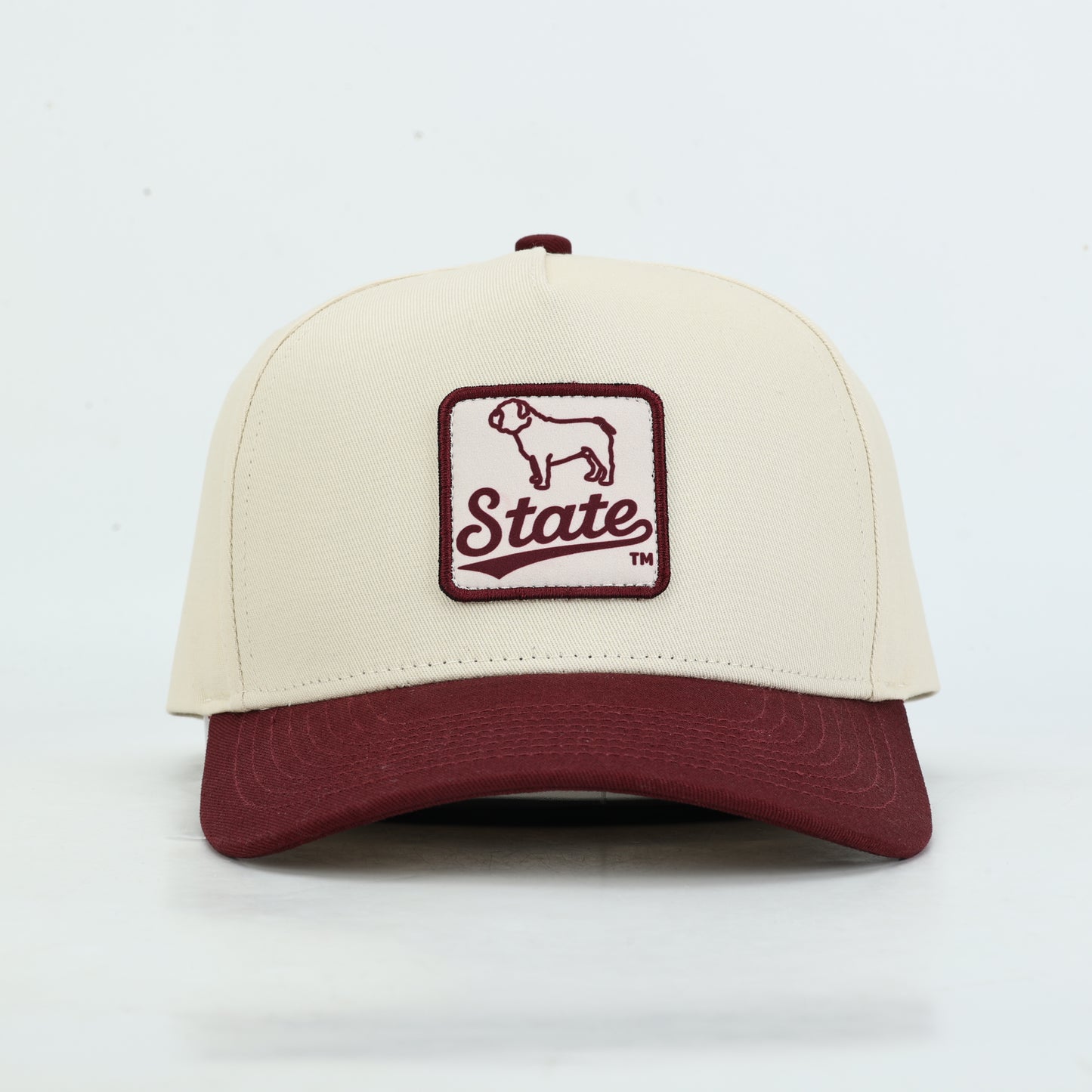 Mississippi State Bulldog Cotton Hat- Cream/Maroon - PREORDER