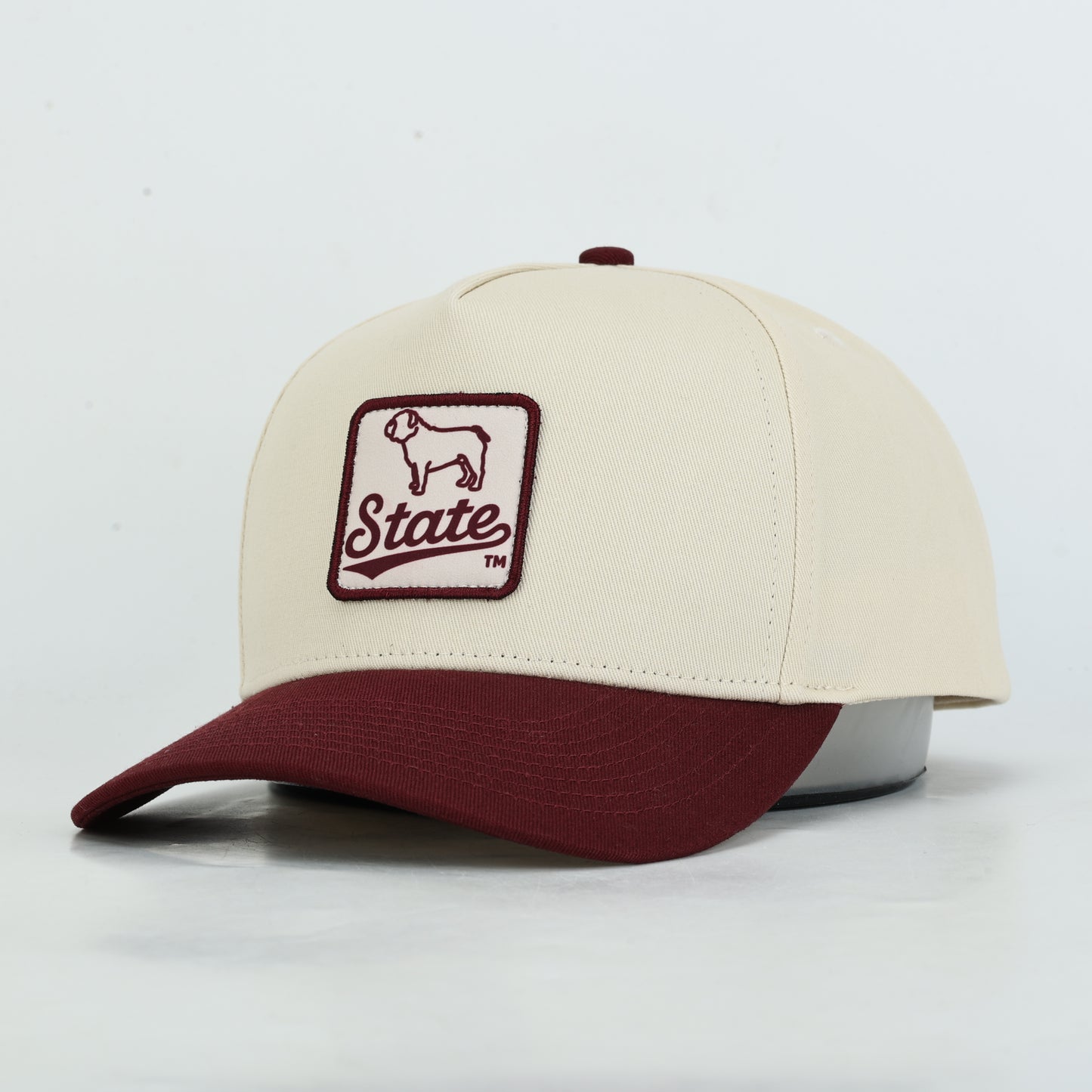 Mississippi State Bulldog Cotton Hat- Cream/Maroon - PREORDER