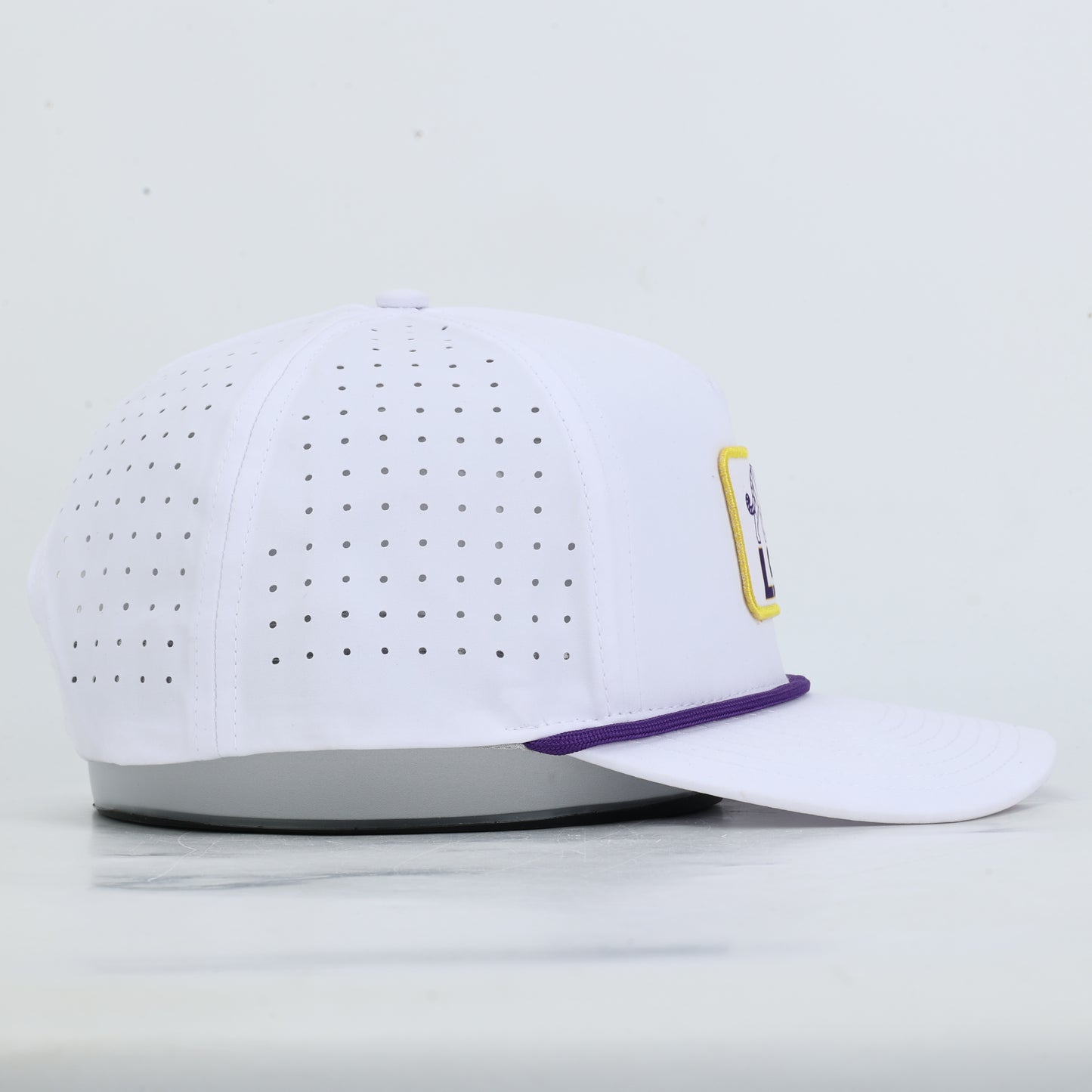 LSU Tiger Patch Performance Rope Hat - White - PREORDER