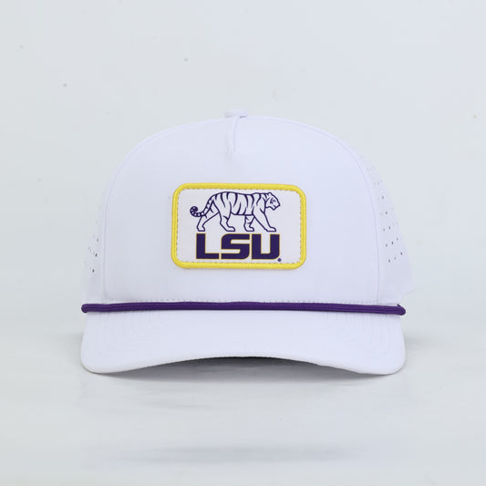 LSU Tiger Patch Performance Rope Hat - White