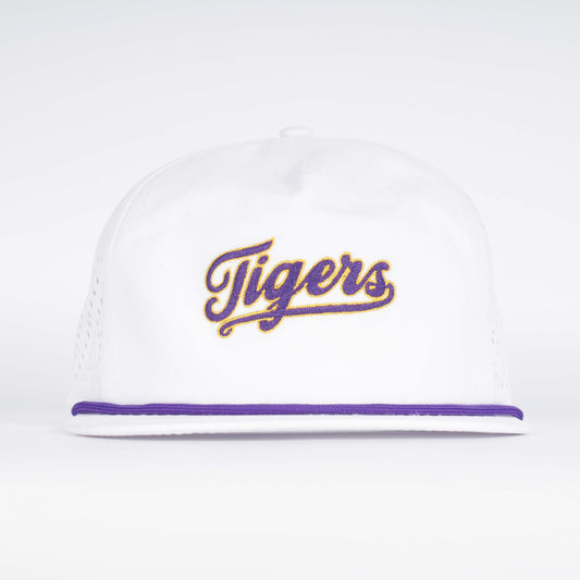 LSU Tigers Rope Hat- Super Soft Performance Unstructured - White