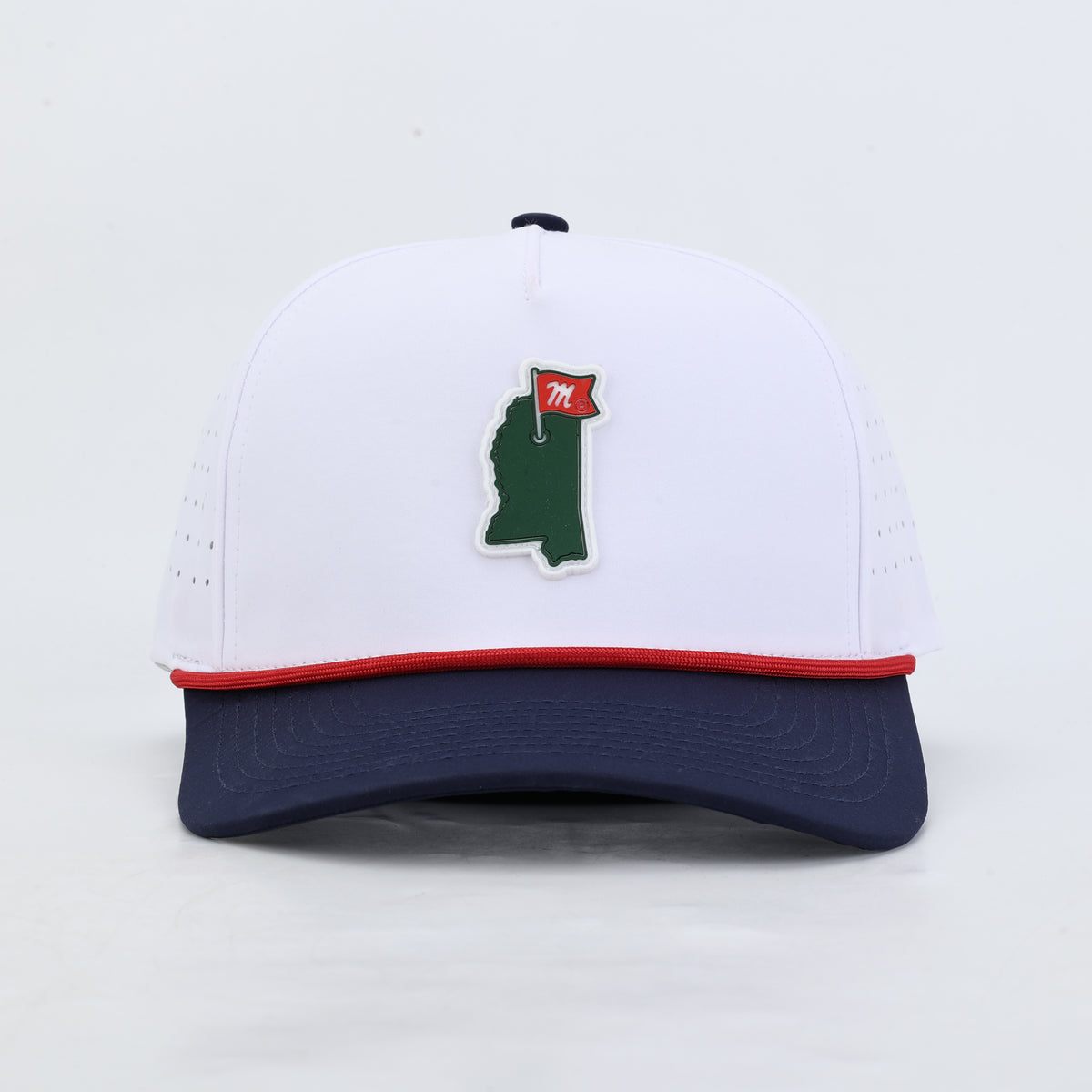 Ole Miss Golf Performance Rope Hat- White/Navy