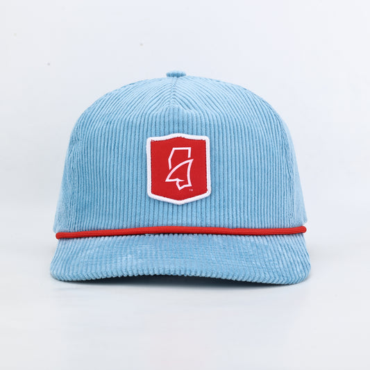 Ole Miss Landshark Corduroy Rope Hat- Powder Blue