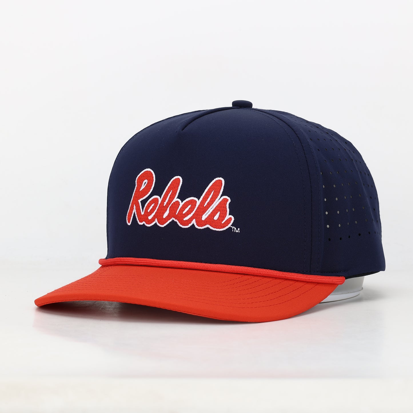 navy blue and red Ole miss performance hat