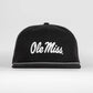 Ole Miss Script Rope Hat- Soft Performance Unstructured - Black