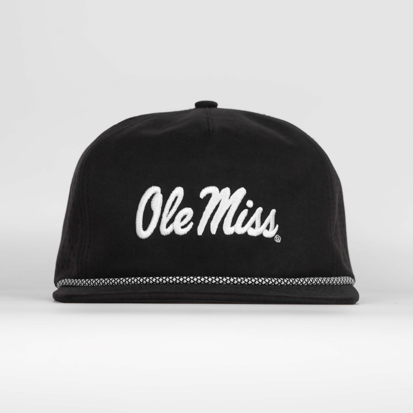 Ole Miss Script Rope Hat- Soft Performance Unstructured - Black
