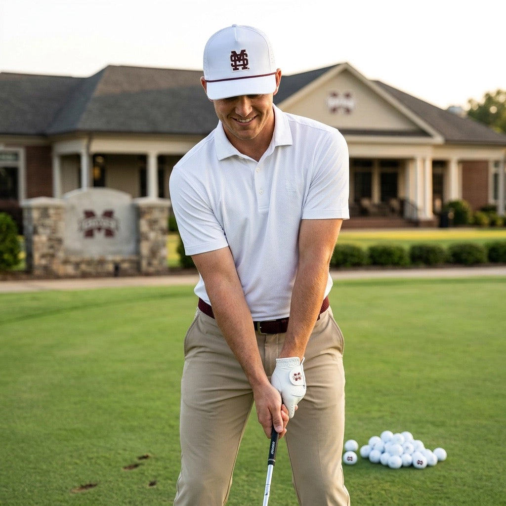 Miss State Script Rope Hat Mississippi State Performance Rope Hat- White – Hovi Dry Goods