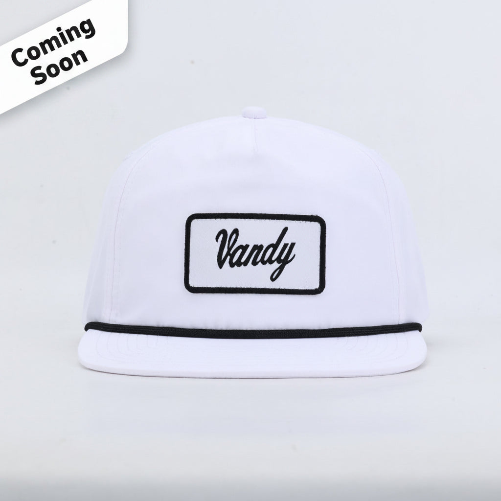 Vandy Script Patch Poly Rope Hat- White