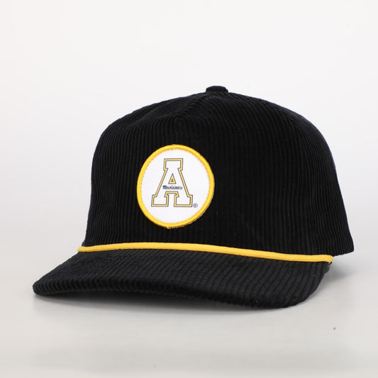 Appalachian State Corduroy Rope Hat- Black- Preorder