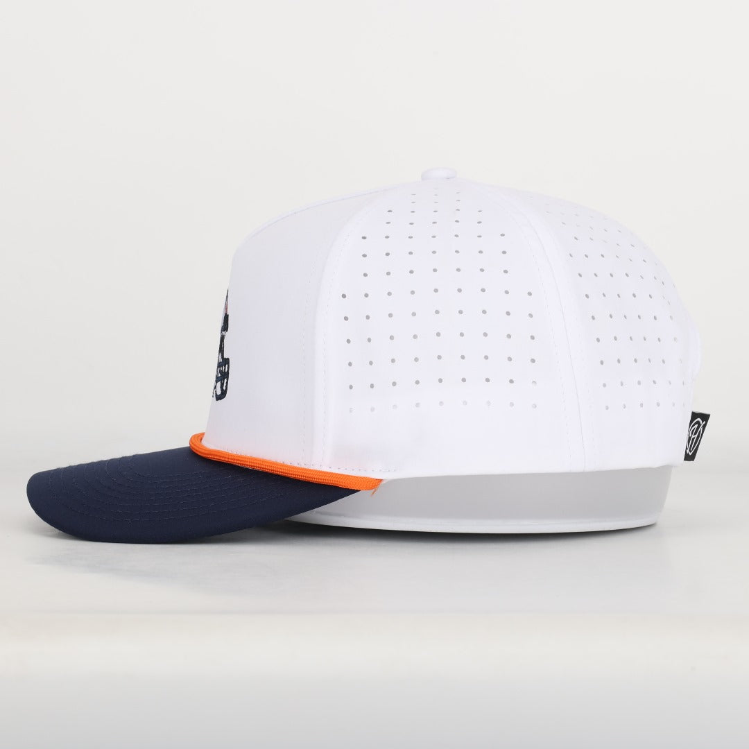 Auburn Helmet Performance Rope Hat - White/ Navy - PREORDER